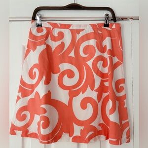 J. Crew A-Line Skirt in Coral and White Size‎ 6 EUC